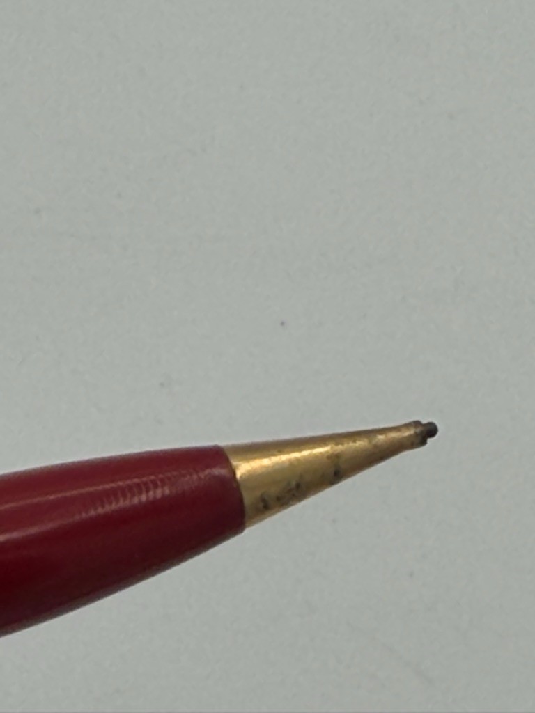 Vintage Fineline Mechanical Pencil Red White Blue Marbled Celluloid Gold Tone