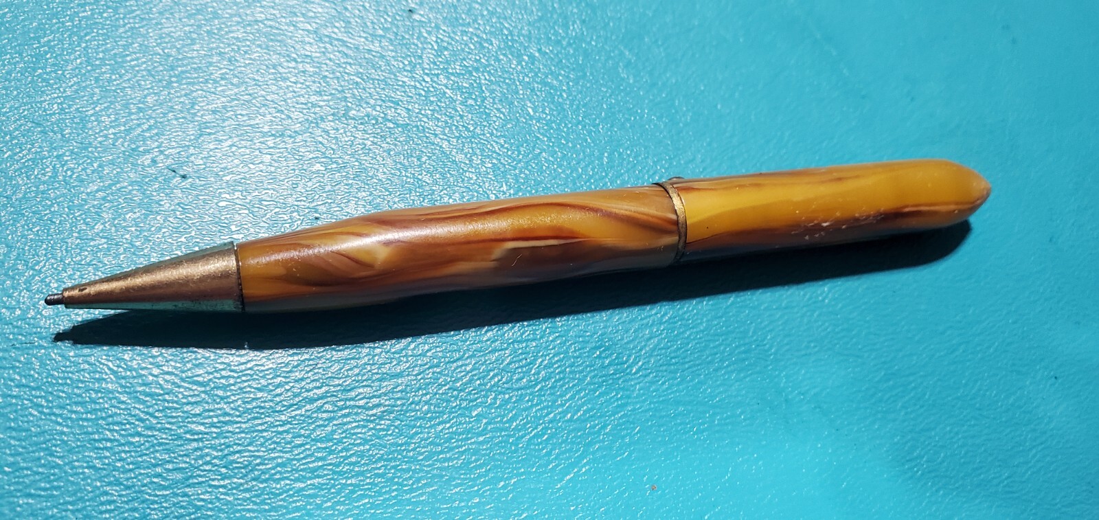 Vintage Banker Mechanical Pencil . Yellow Gold Marbleized