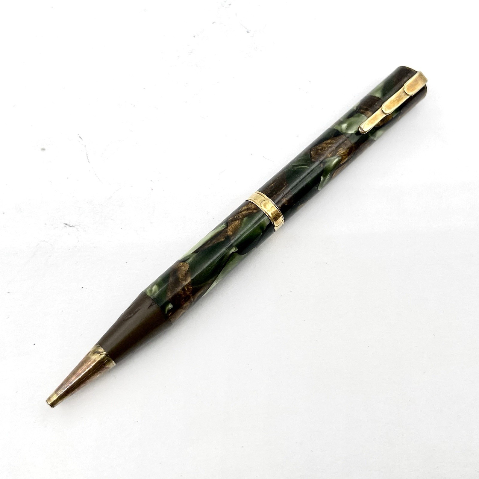 Waterman Lady Patricia Mechanical Pencil 4.25″ 1.1mm Green Bronze Gold Trim