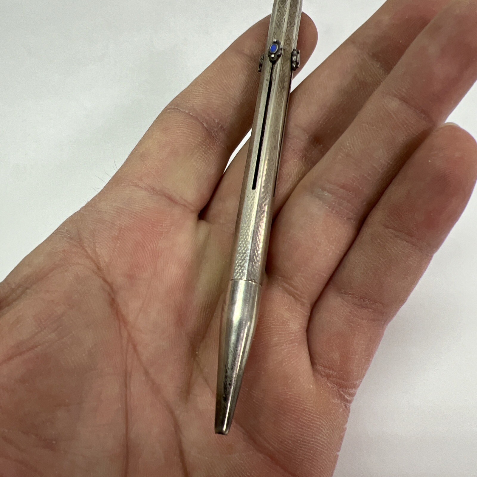VINTAGE GOLDFINK MECHANICAL 4 COLOR PENCIL 900 SOLID SILVER AND ENAMEL