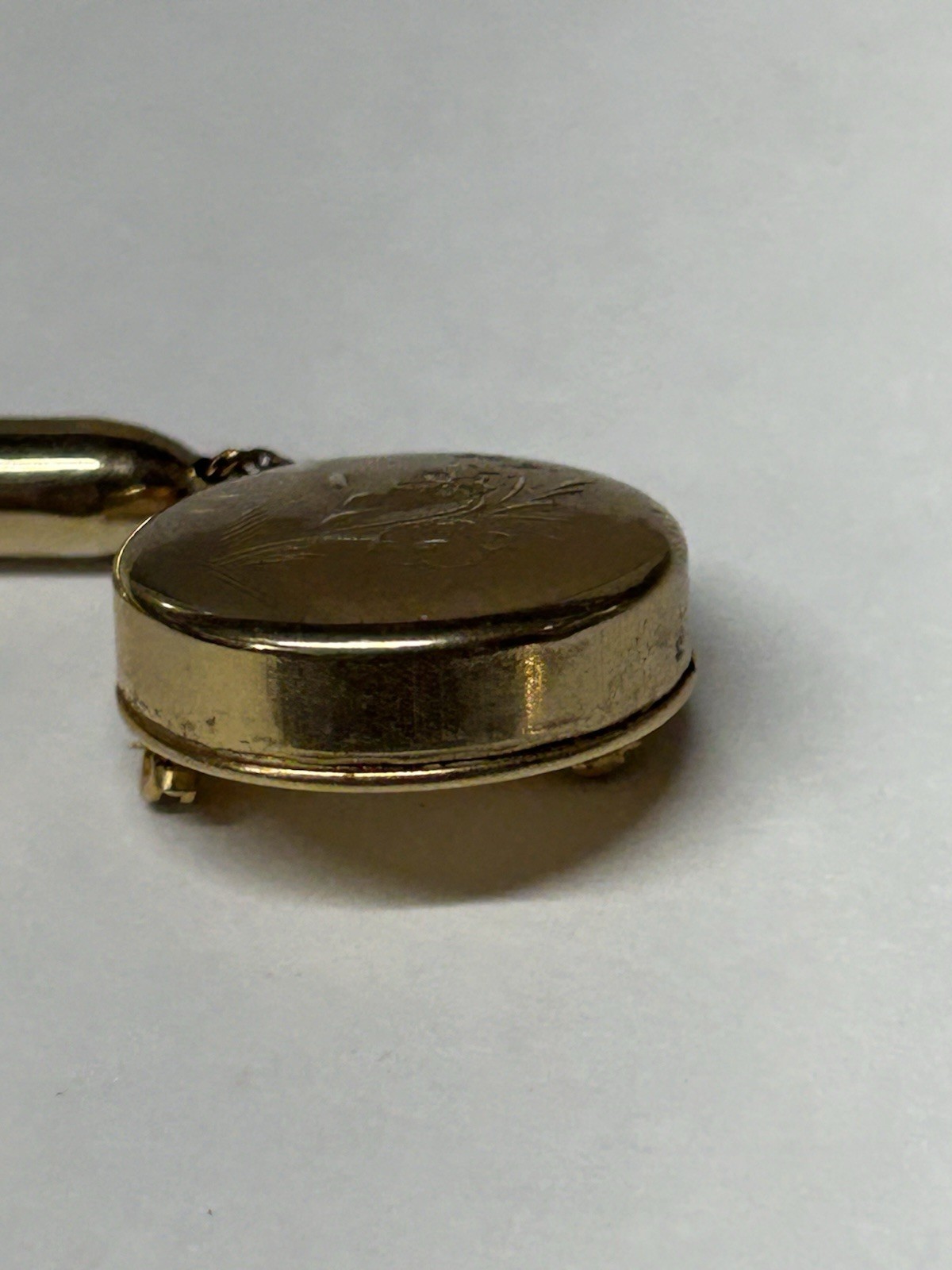 VTG Gold Tone Mechanical Retractable Chain Lead Pencil Pin Brooch Works