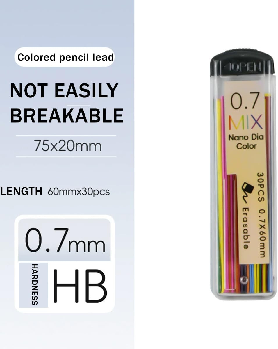 Color Mechanical Pencil Leads 0.7Mm 7 Color Set, 8 Pack/Total 240 Leads with Eco
