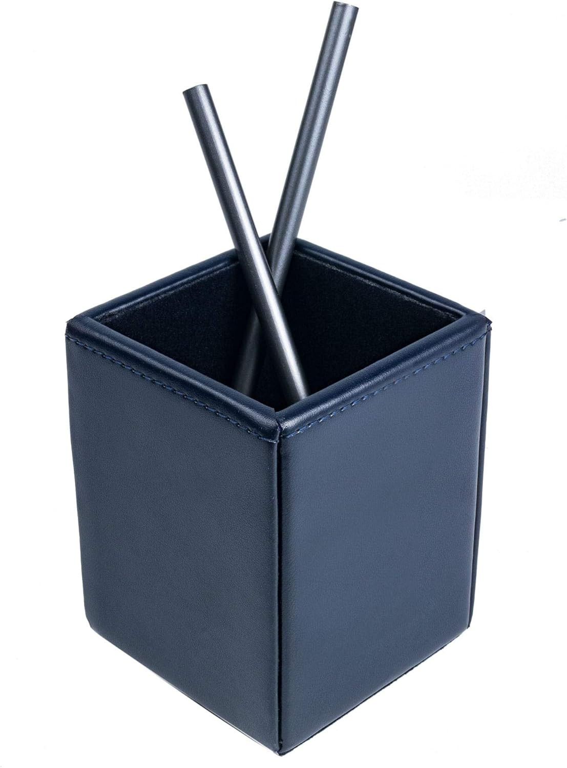 Navy Blue Bonded Leather Pencil Cup