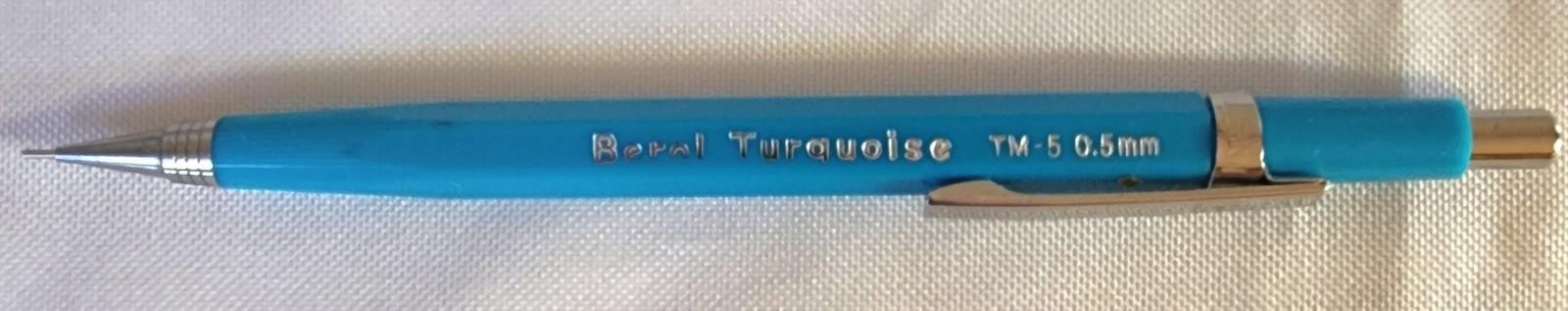 BEROL 0.5mm TM5 PUSH ACTION AUTO FEED MECHANICAL PENCIL TURQUOISE + DRAWING LEAD