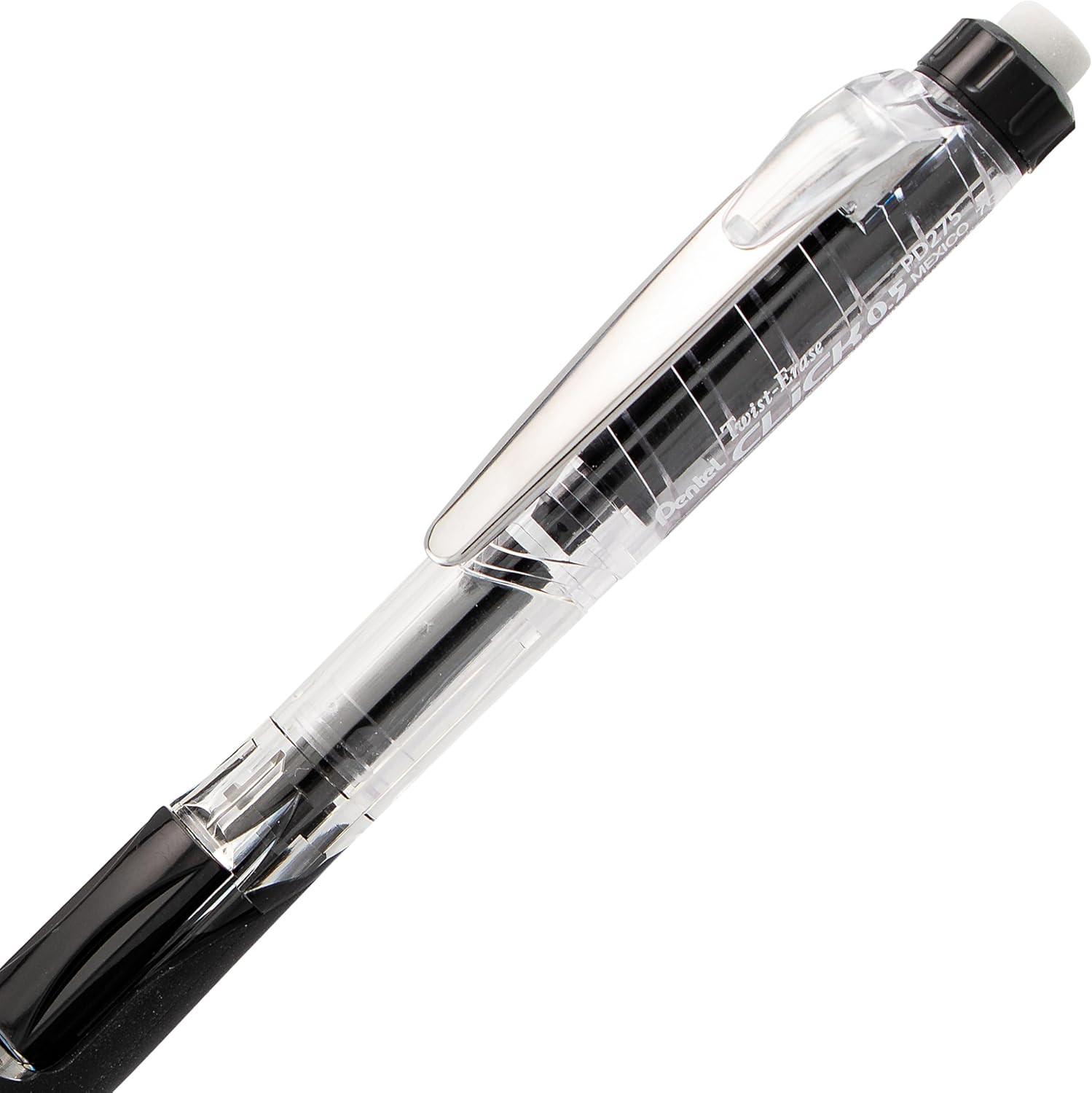 Twist Erase CLICK Mechanical Pencil, Pack of 12, (0.5Mm), Clear Barrel, Black Gr