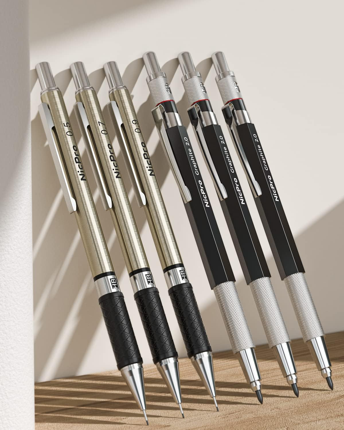 Nicpro 30PCS Art Mechanical Pencil Set in Leather Case, Metal Drafting Pencil