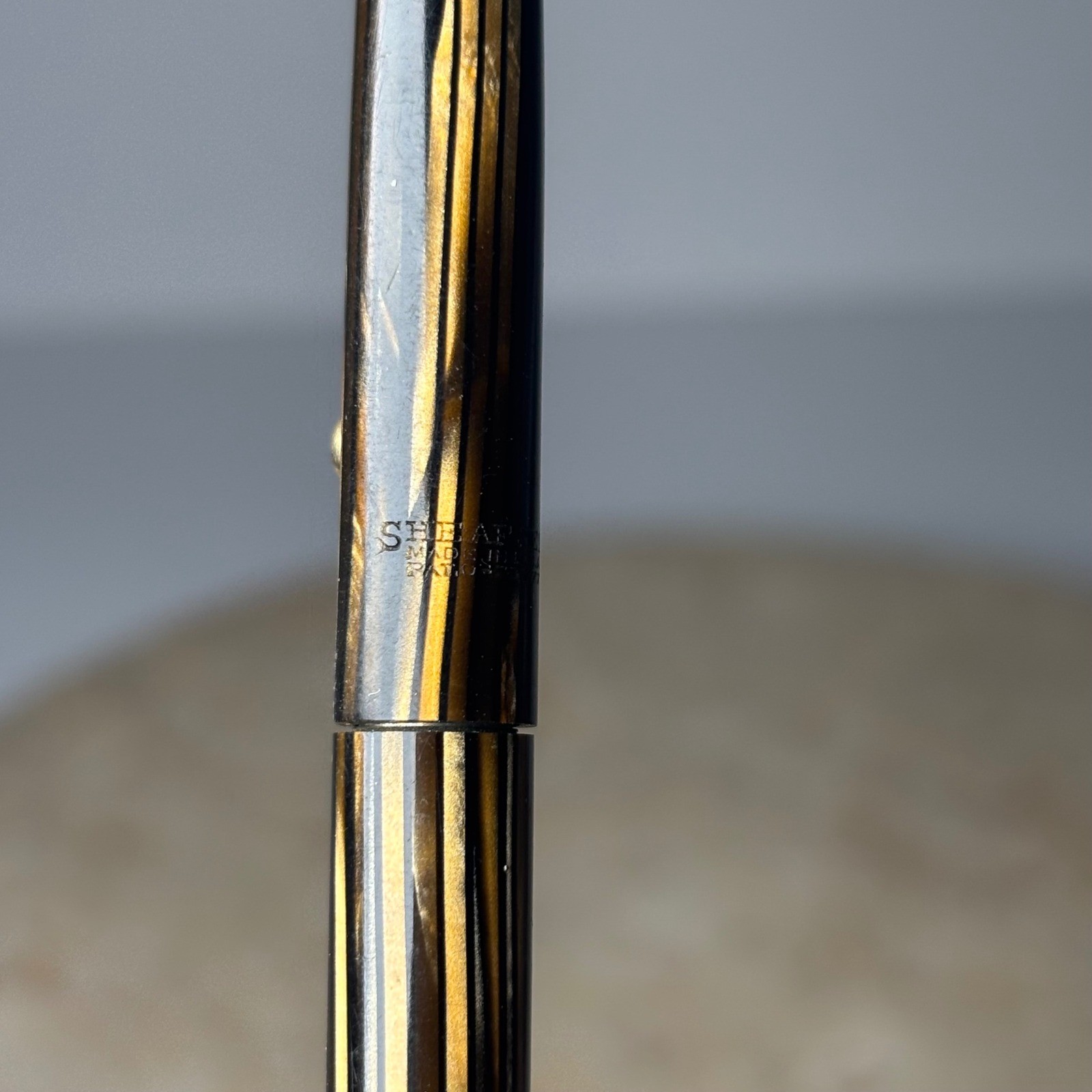 Sheaffer’s Pen Pencil Brown Striated Celluloid Gold Trim Vintage