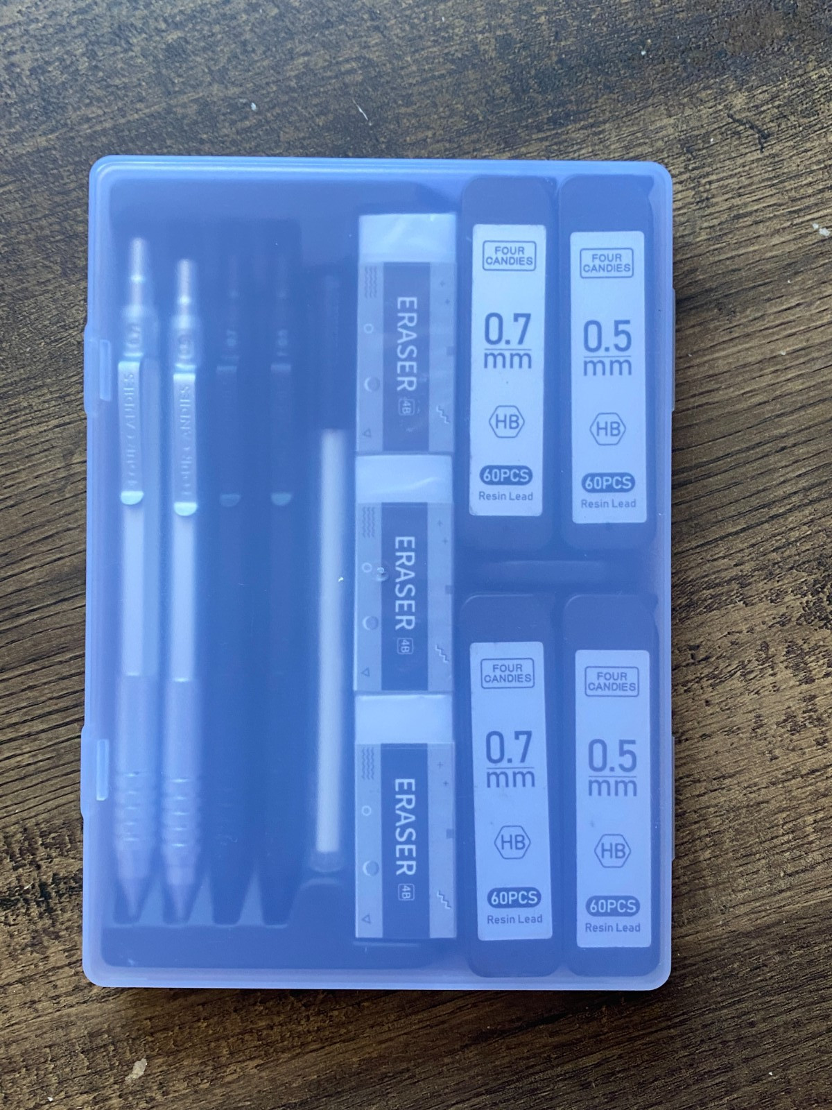 Four Candies Metal Mechanical Pencils Sets with Case 0.5mm, 0.7 mm & 2.0 mm