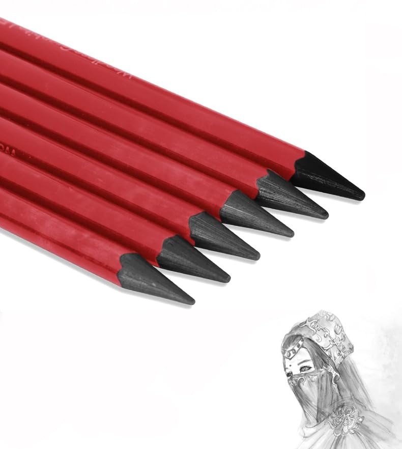 ITODA Professional Charcoal Pencils Drawing Set, 1 Count (Pack of 6), 6 PCS
