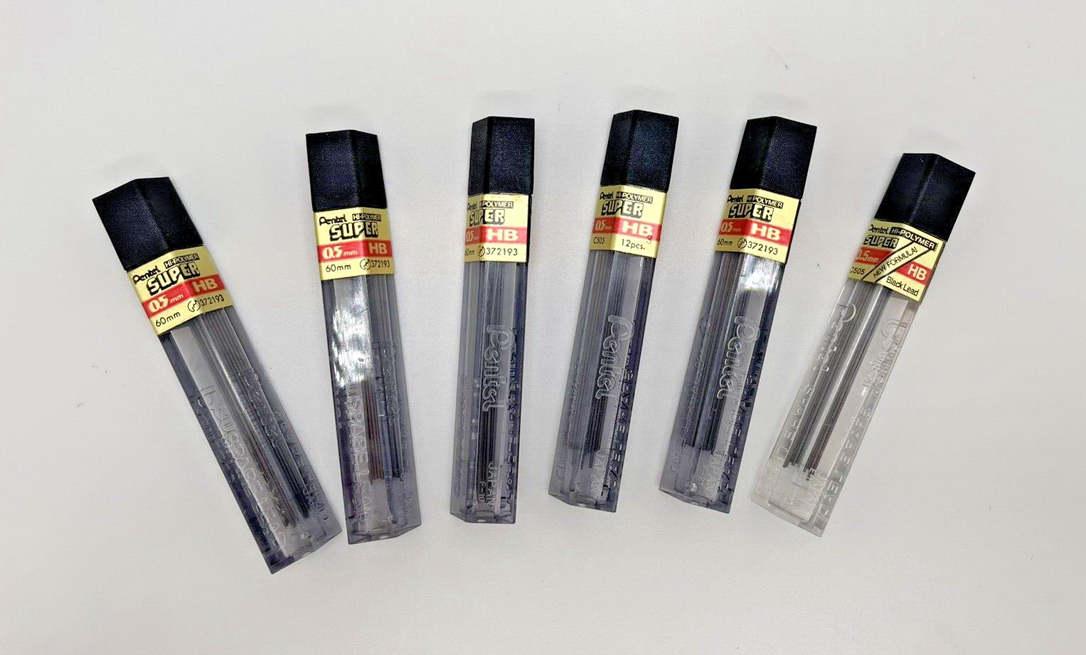 Pentel Hi Polymer HB Mechanical Pencil Lead Lot of 8 Tubes 0.5 0.7 0.9mm
