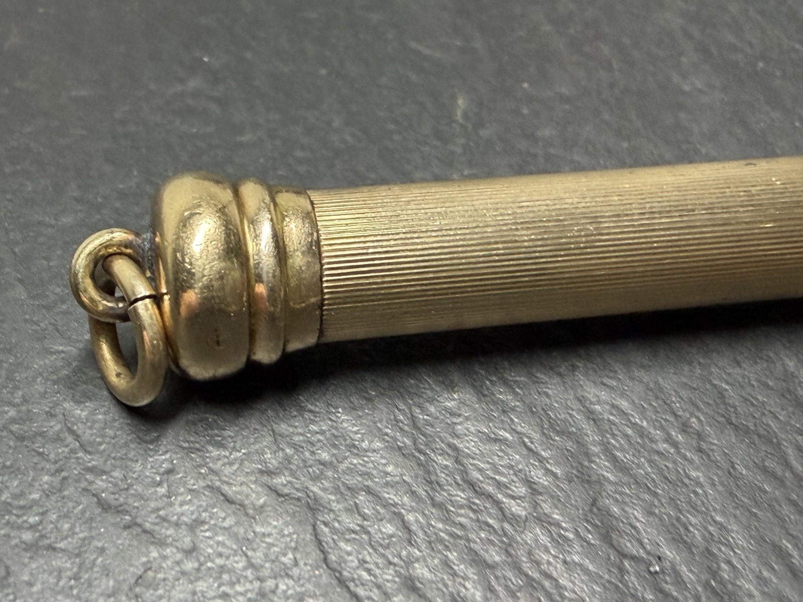 ANTIQUE GOLD FILLED TELESCOPING MECHANICAL PENCIL WITH LOOP, MONOGRAM N1006