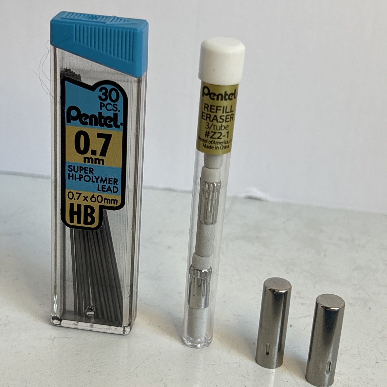 Vintage Blue Pentel P207 Mechanical Pencil .7mm Japan Working With Extras