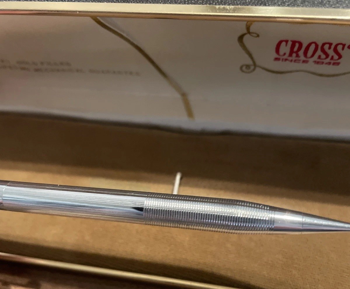 Vintage 1970’s CROSS Chrome 2-3/4 Thin Lead Mechanical Pencil, Works Hard Eraser