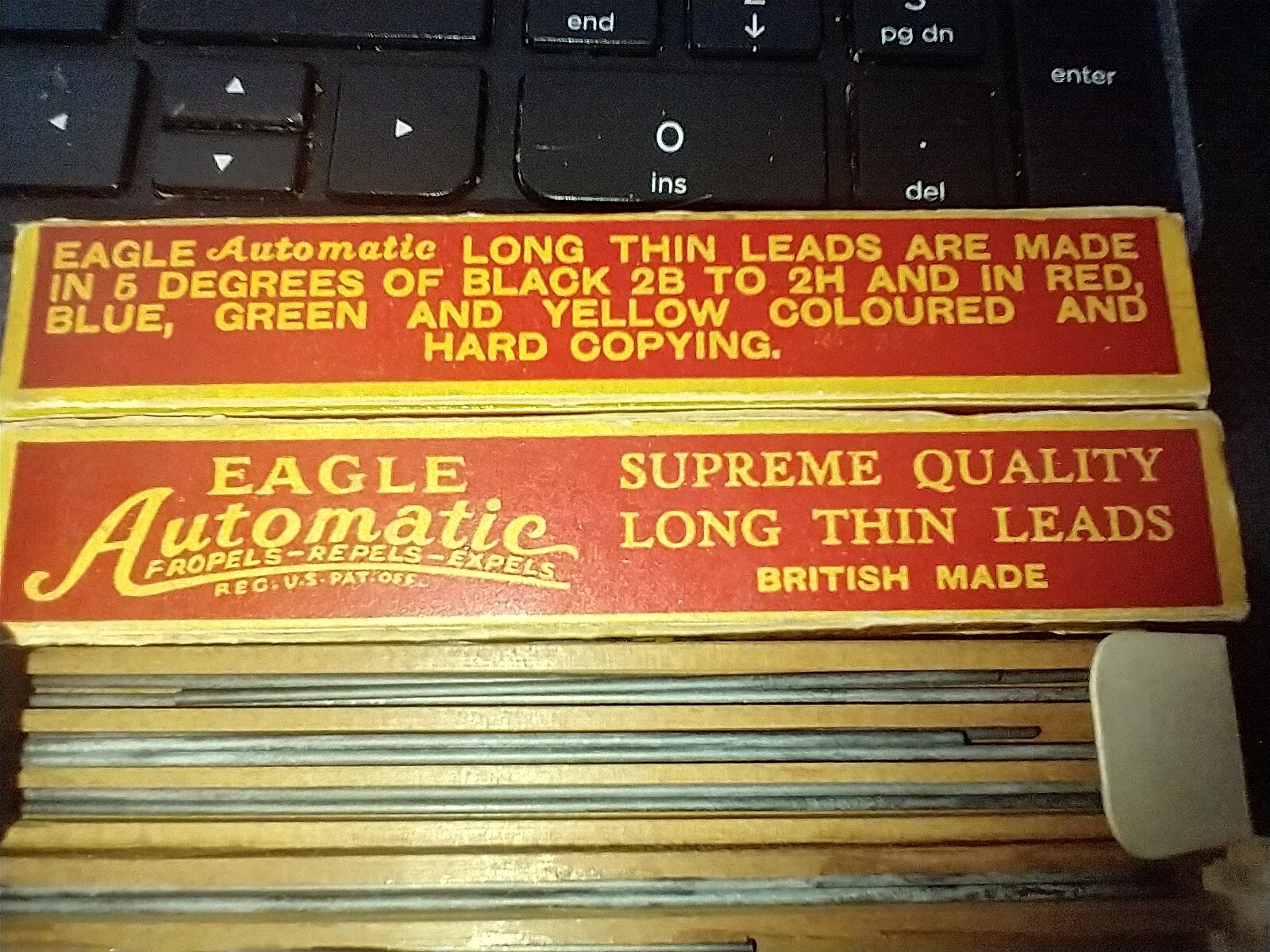12 Vintage Eagle Automatic Long Thin Black leads In Original Packaging 2 boxes