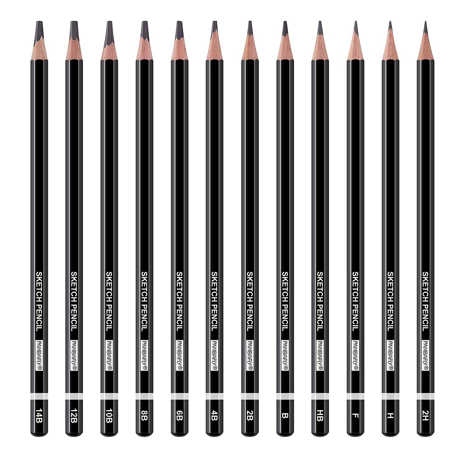 PANDAFLY Professional Drawing Sketching 1 Count (Pack of 12), 12 Pack – Black