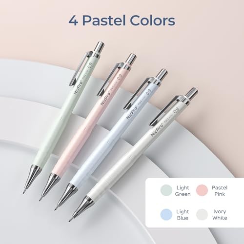 Cute Mechanical Pencil Set, 4PCS Pastel Drafting Pencils | 4 Tube HB 0.9mm