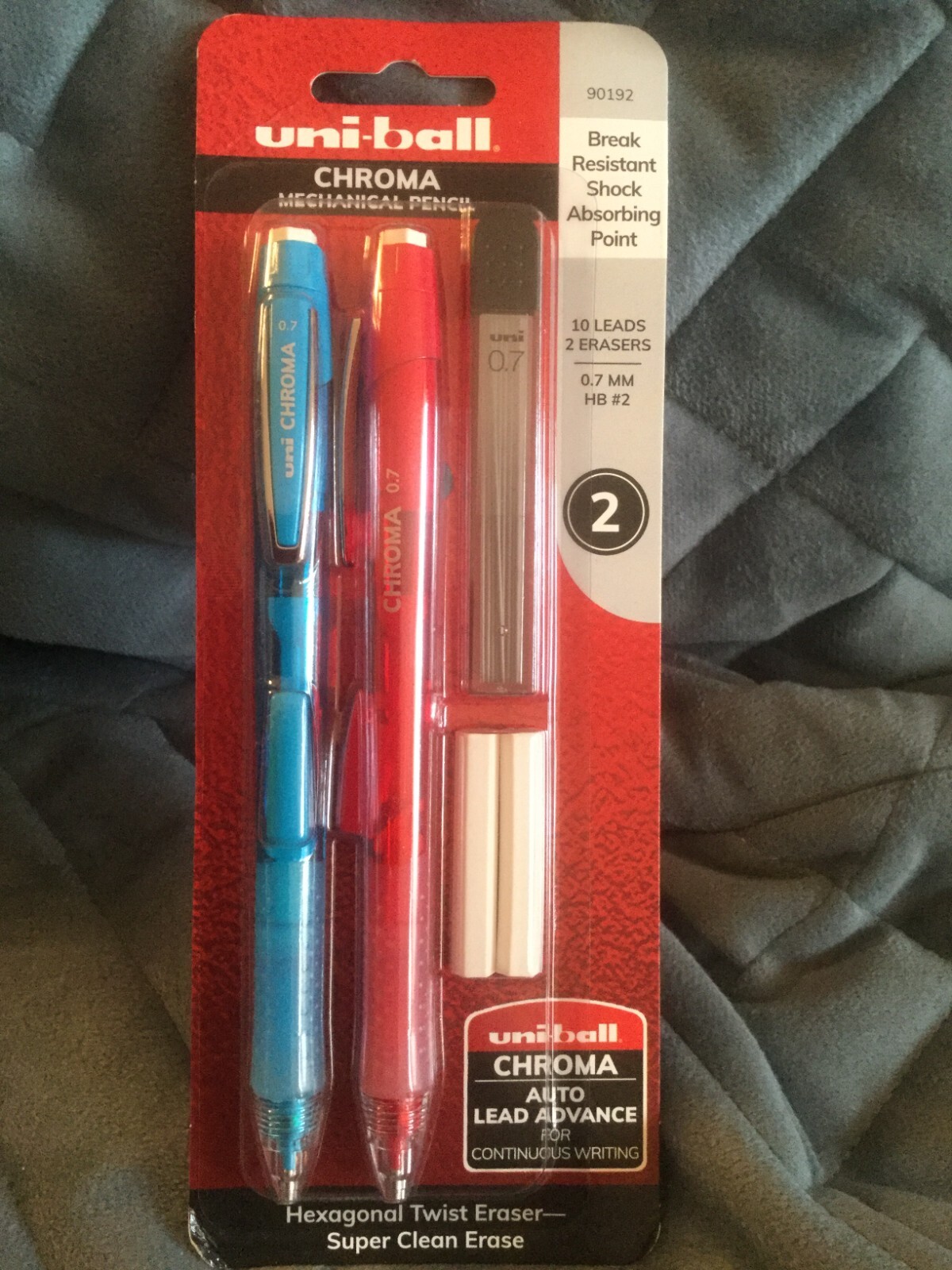 UNI-BALL CHROMA MECHANICAL PENCIL 2 PACK WITH EXTRA LEAD/ERASERS #90192