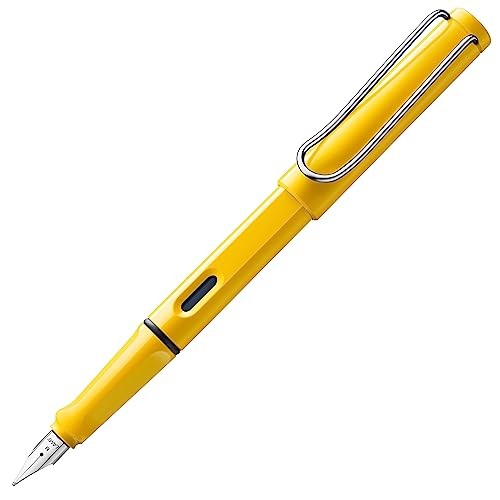 LAMY Safari Yellow Fountain Pen – Ergonomic Grip and Polished Steel Nib Size EF