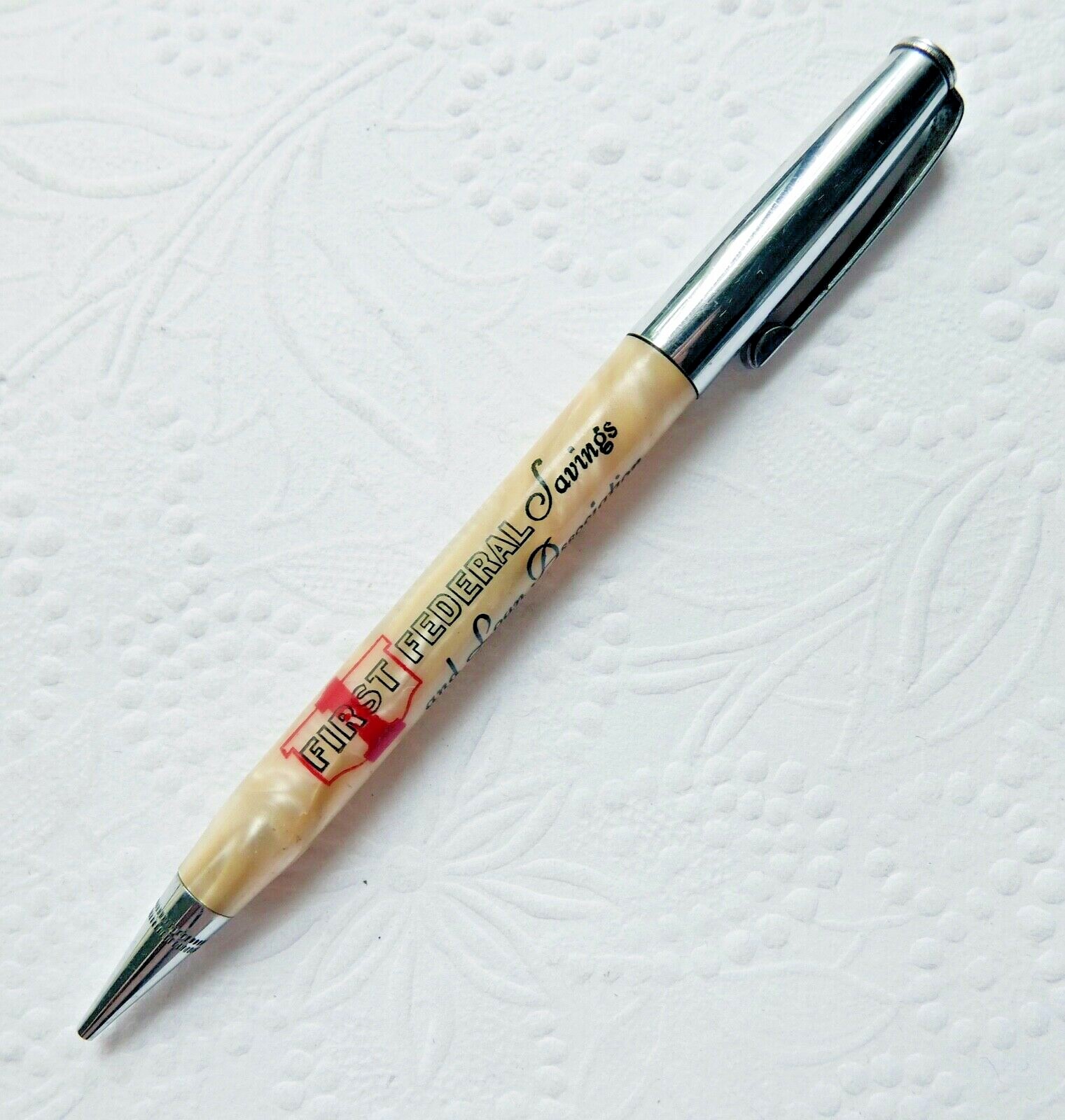 Vintage First Federal Savings & Loan Advertising Mechanical Pencil Sparta, IL.