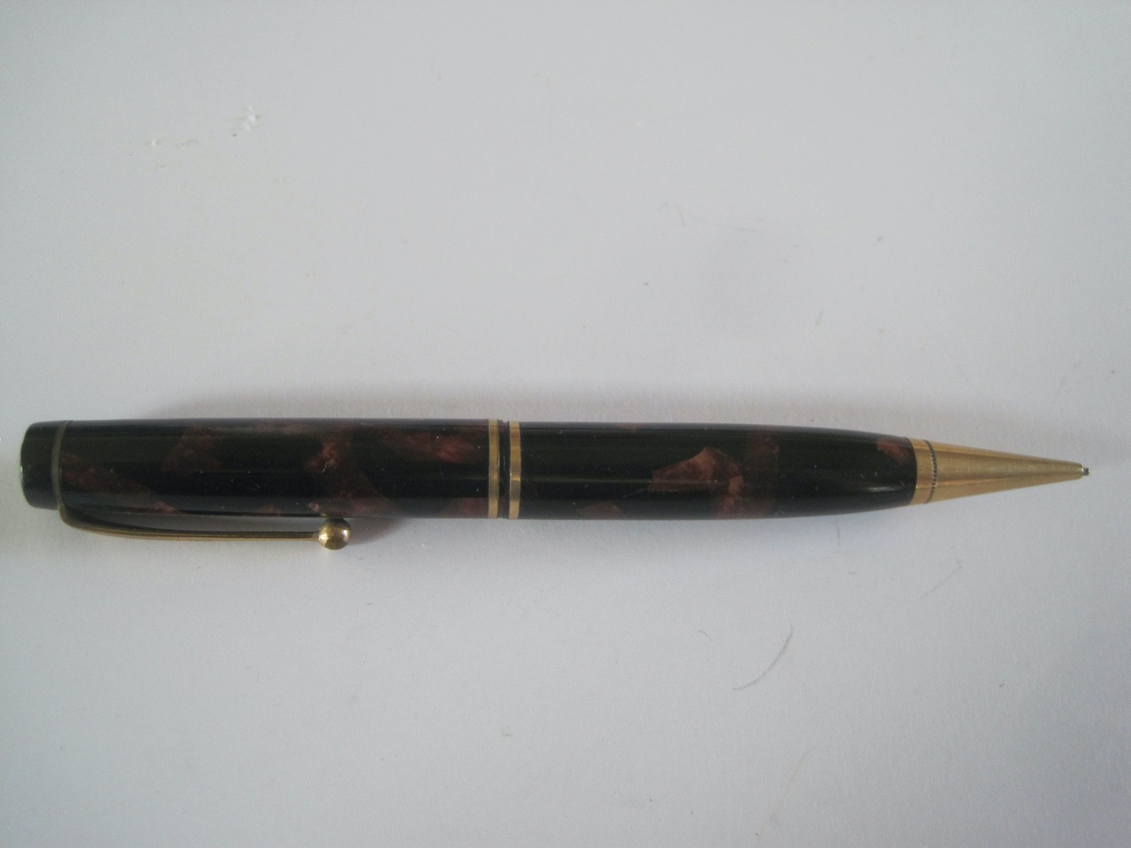 Parker Marbled Gold Tone Duofold Mechanical Pencil Antique 1920’s