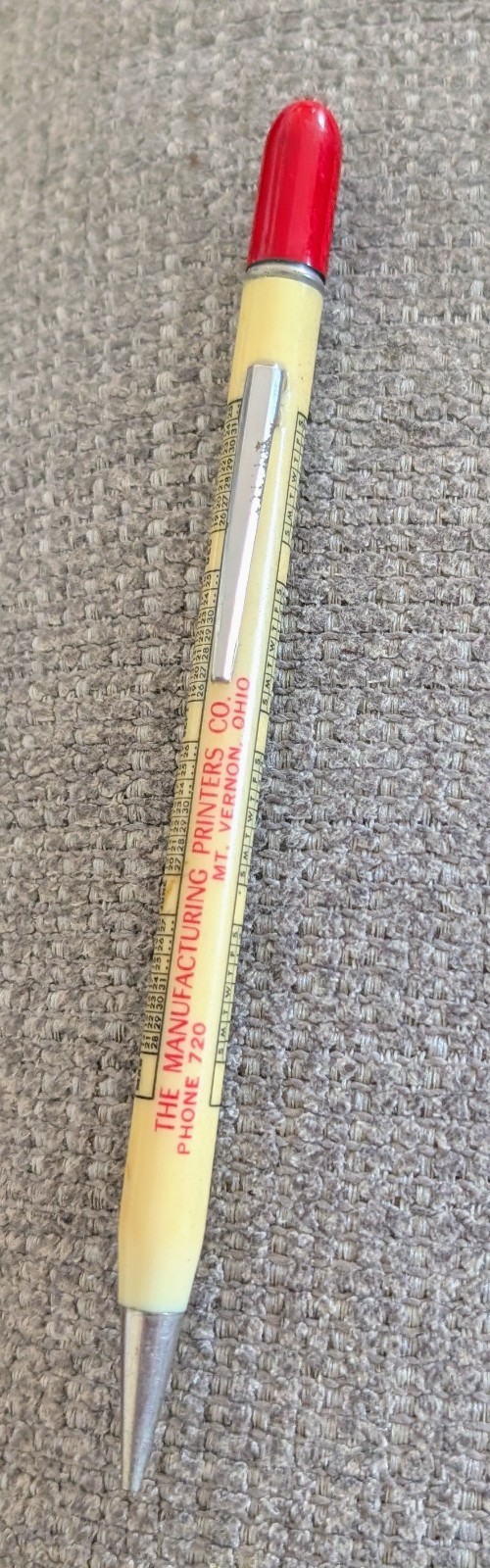 1943 Mechanical Pencil The Manufacturing Printing Co. Mt. Vernon Ohio