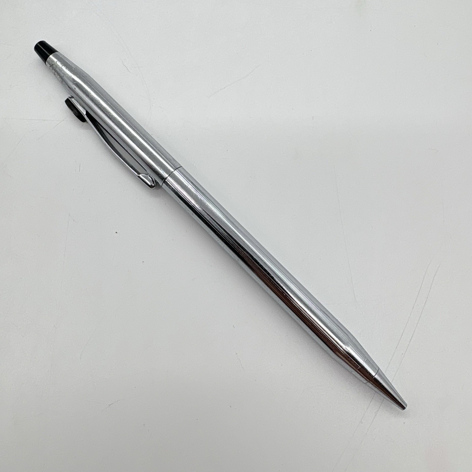 Cross Pencil Silver Tone Chrome w/ Thin Lead Refill And 2 Erasers Dupont Branded