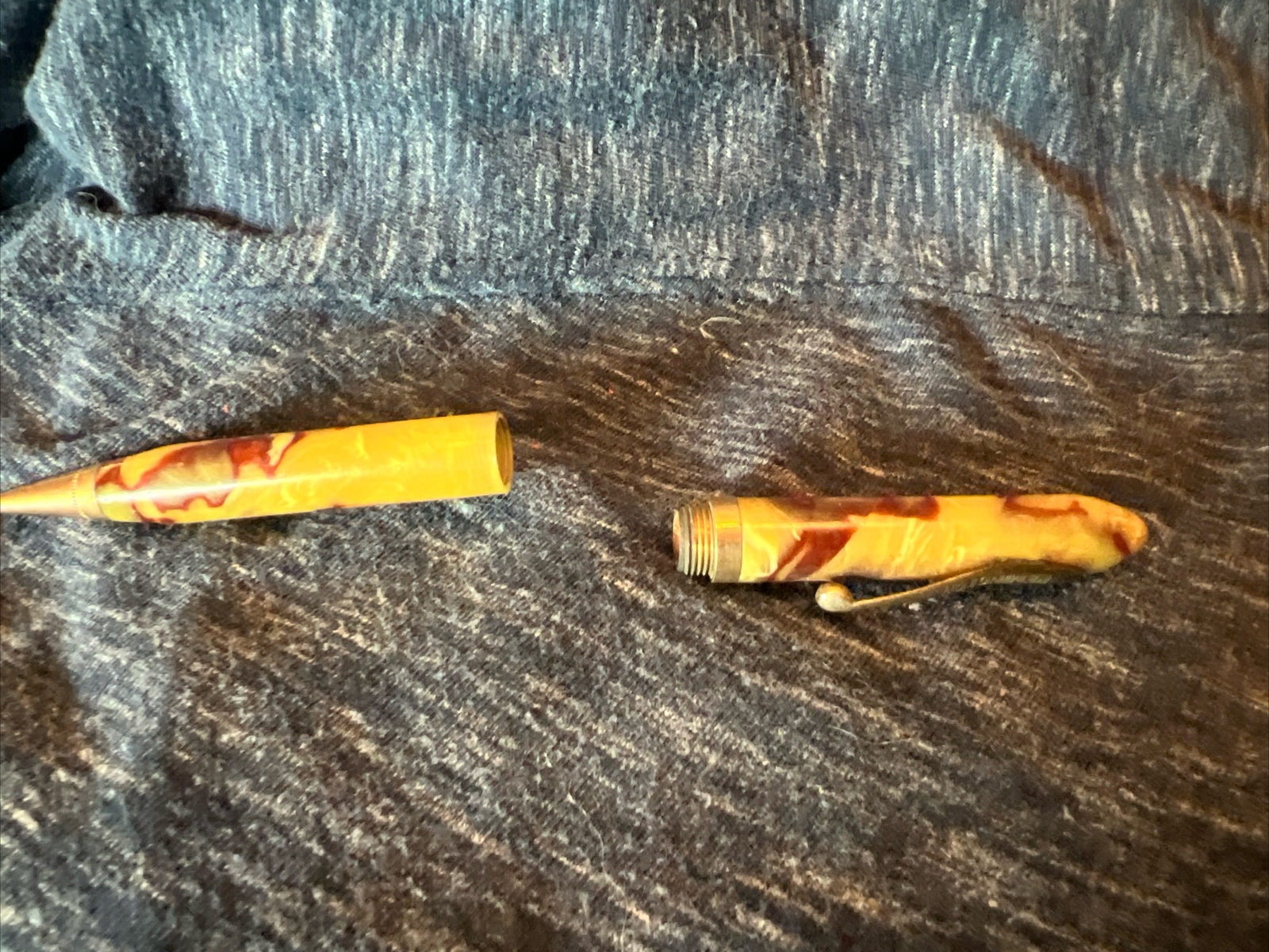 Remington Pen Co Marbled Burgundy Carmel Pin Or Pencil Pen Shell Only No Insides