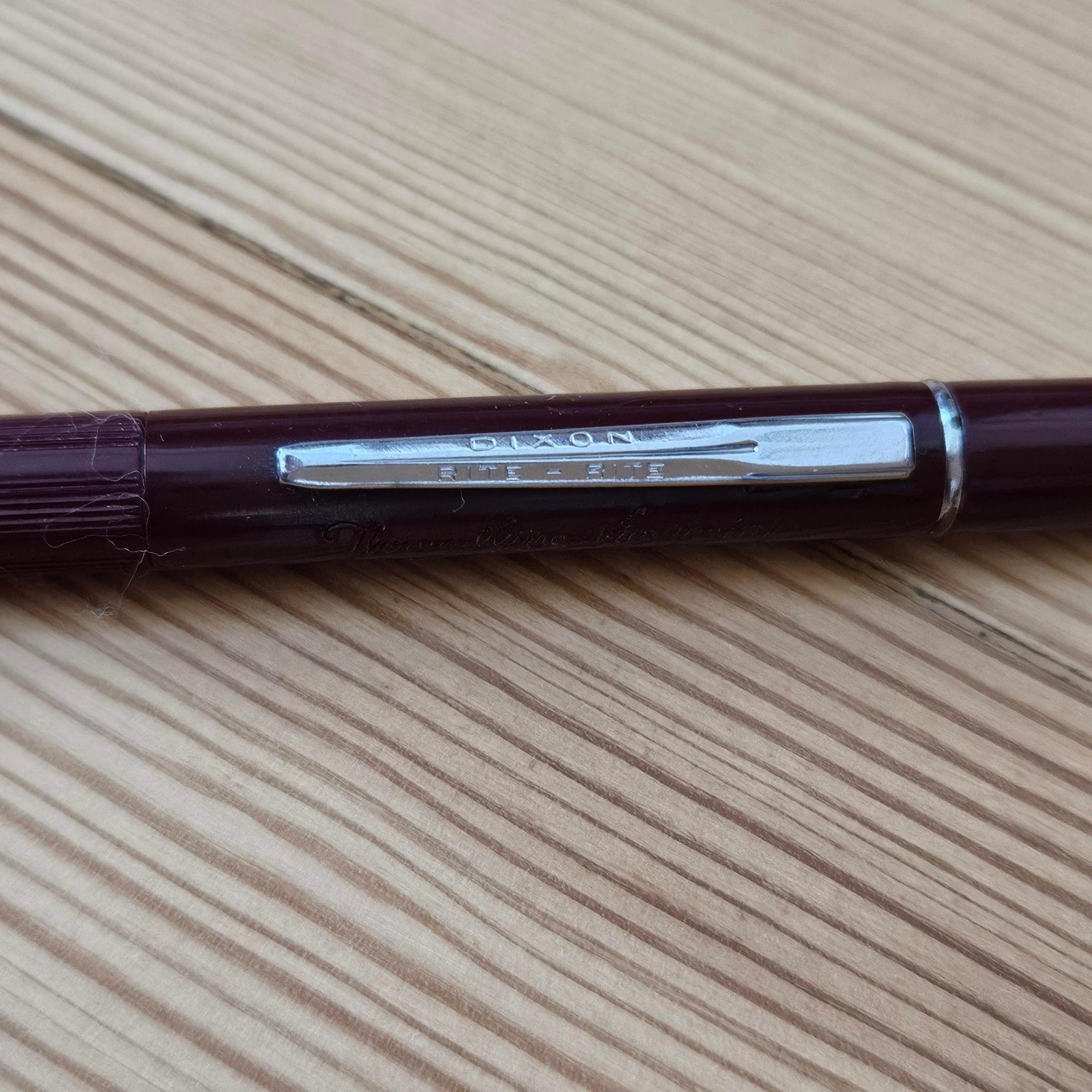 Vtg Dixon Rite-Rite Mechanical Pencil Burgundy Red Threadline Viewpoint Works