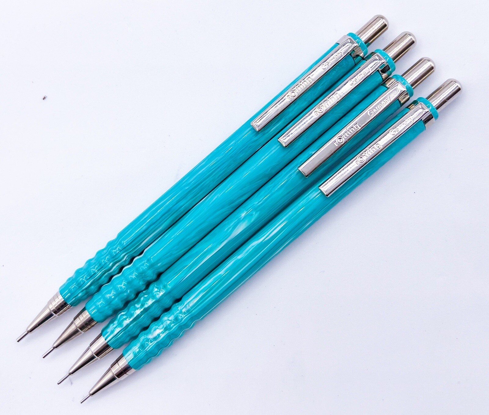 NOS rotring 4pcs tikky special Mechanical Pencil marble green 3579 With Case