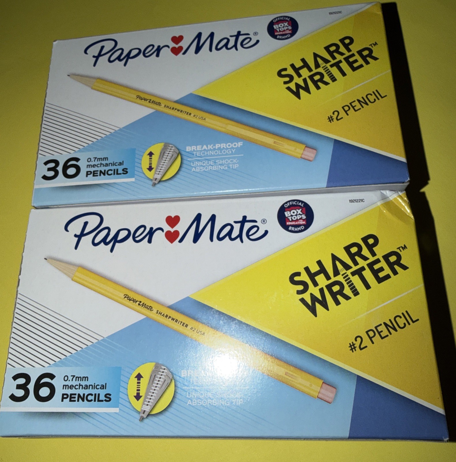 NEW LOT 2 Paper Mate Sharp Writer Mechanical Pencils 0.7 36 Count Yellow (12491)
