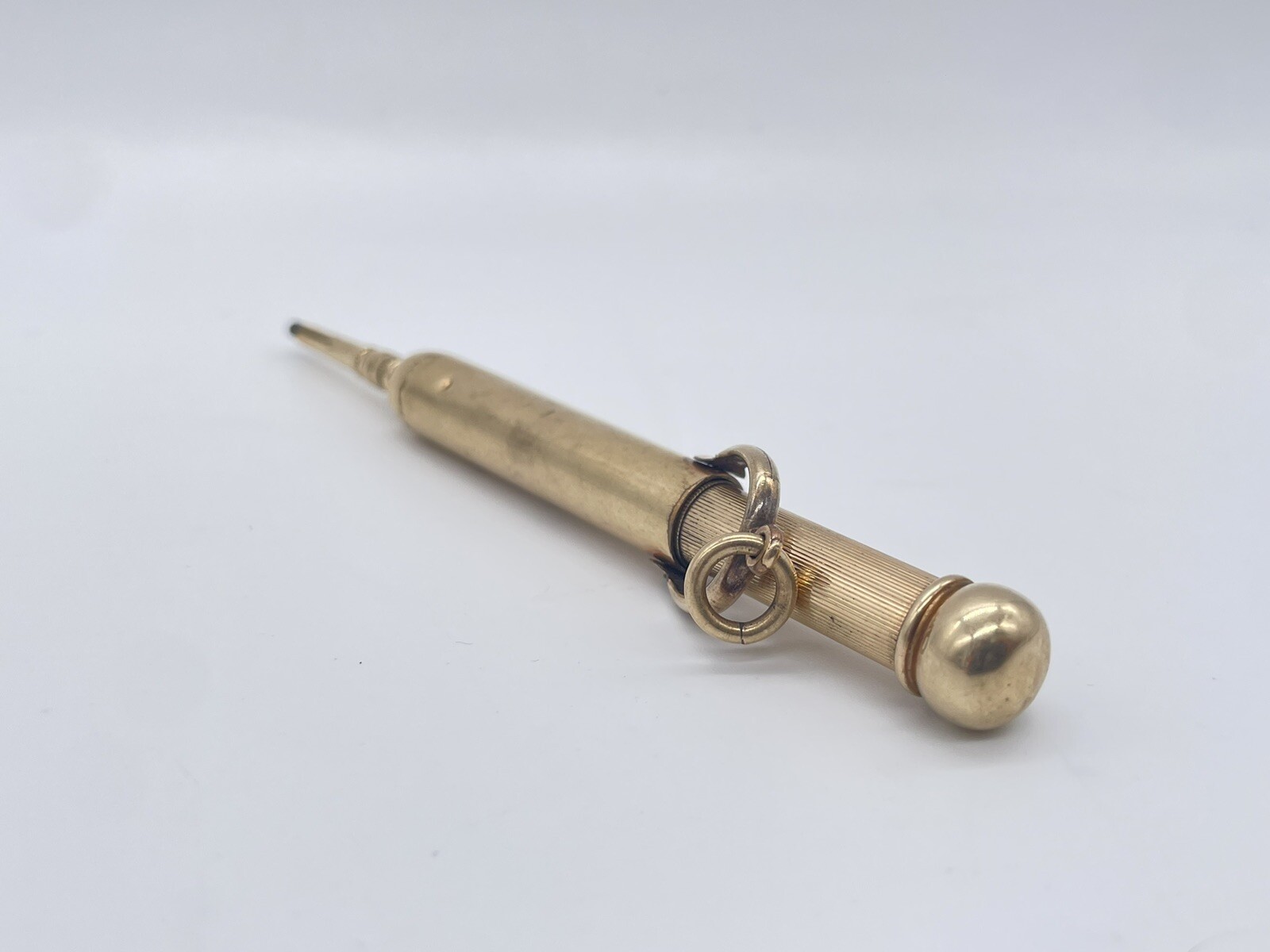 Antique W S Hicks NY 10k Yellow Gold Plate Propelling Chatelaine Pencil Works