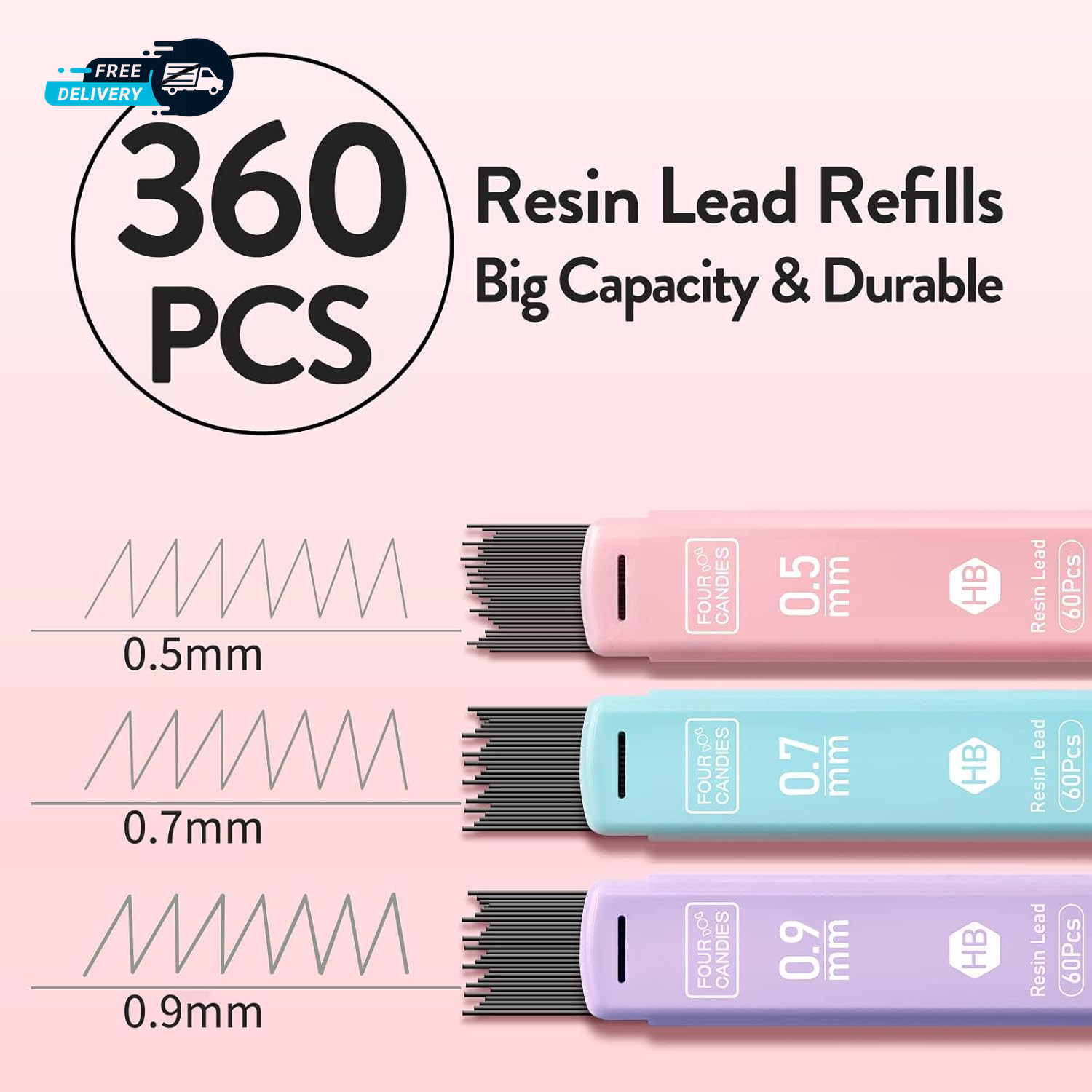 Cute Mechanical Pencil Set 6PCS Pastel Mechanical Pencils 0.5 Mm & 0.7Mm & 0.9Mm