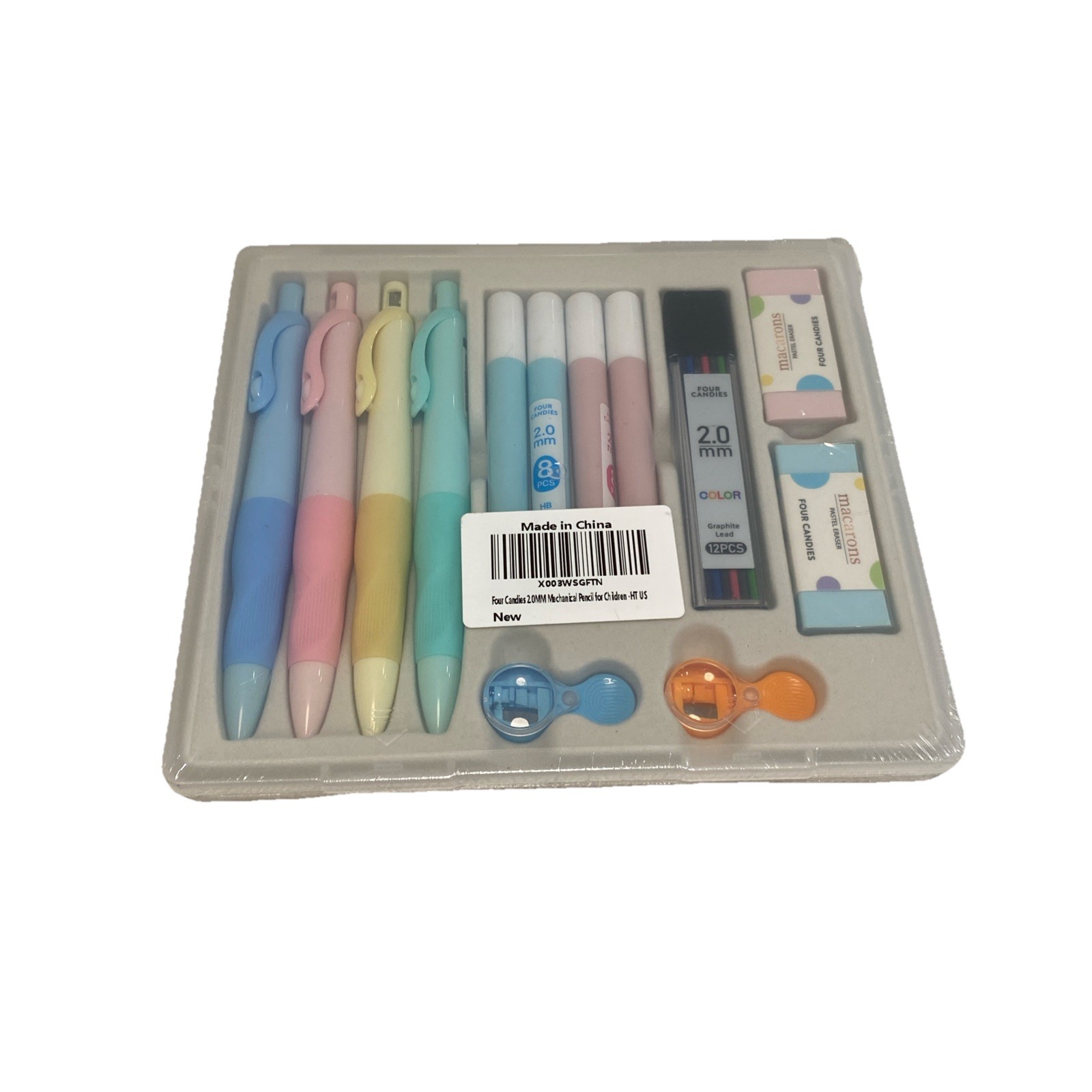 Four Candies 4PCS Cute Mechanical Pencil Set, 2.0mm