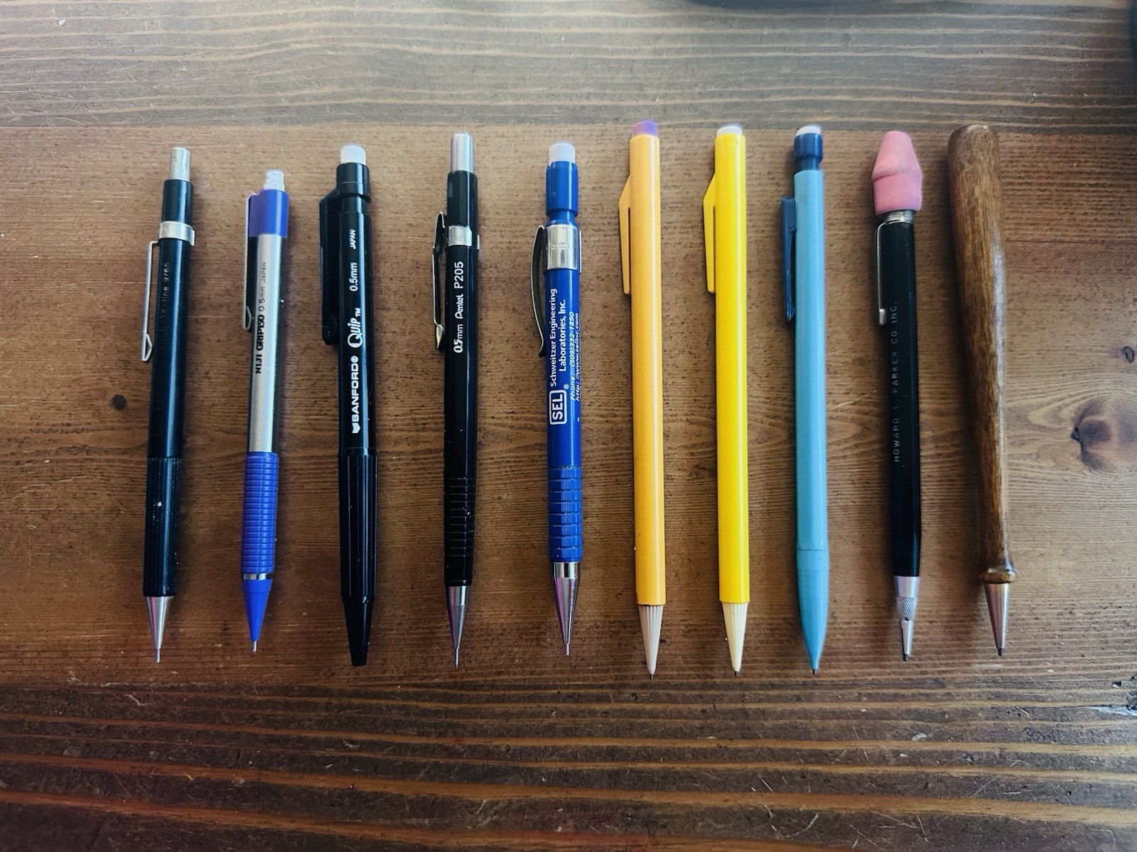 Lot of 10 Mechanical Pencils – PENTEL, Faber-Castell, Dur-O-Lite, NIJI, BIC