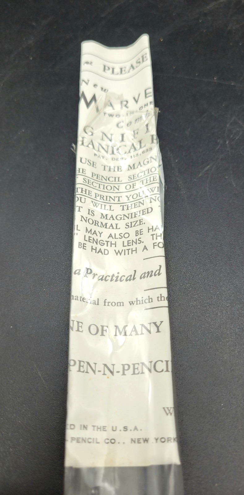 New Old Stock Vintage Pencil Pen-N-Pencil Company Red White Blue Magnifying wBox