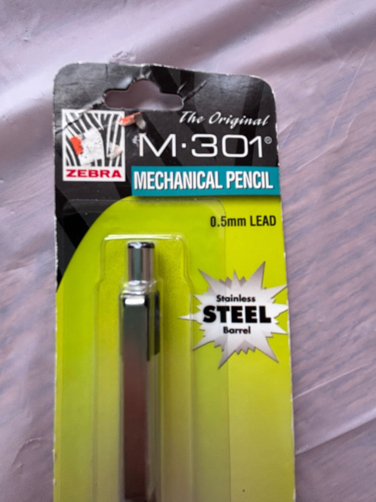 Vintage Zebra M- 301 Mechanical Lead Stainless Steel Barrel Pencil NOS