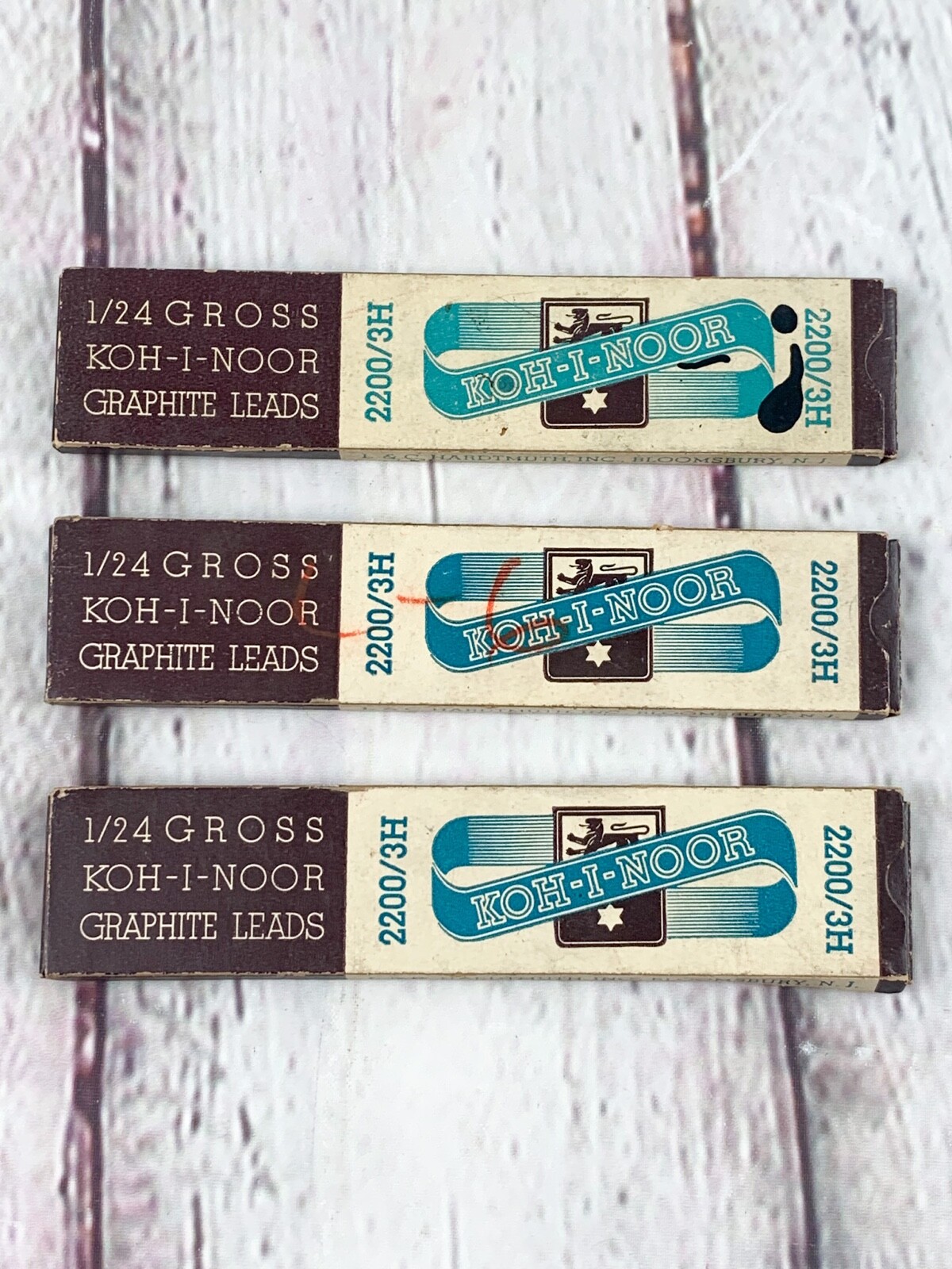 Vintage Set of 3 Boxes Koh-I-Noor 1/24 Gross Graphite Pencil Leads 2200/3H