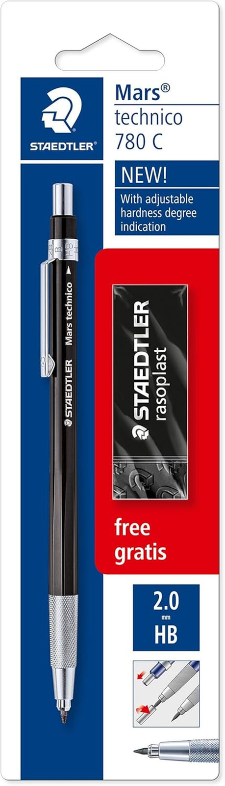 780 C BKP6 Mars Technico Leadholder Clutch Pencil with Built-In Sharpener – HB,