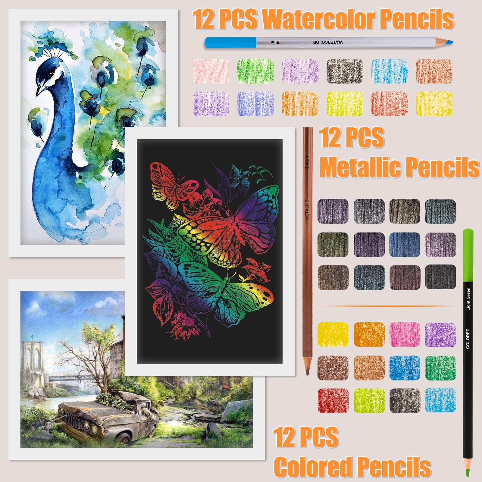 Drawdart Art Supplies Drawing Pencils Set – 76 Count (Pack of 1), Multicolor