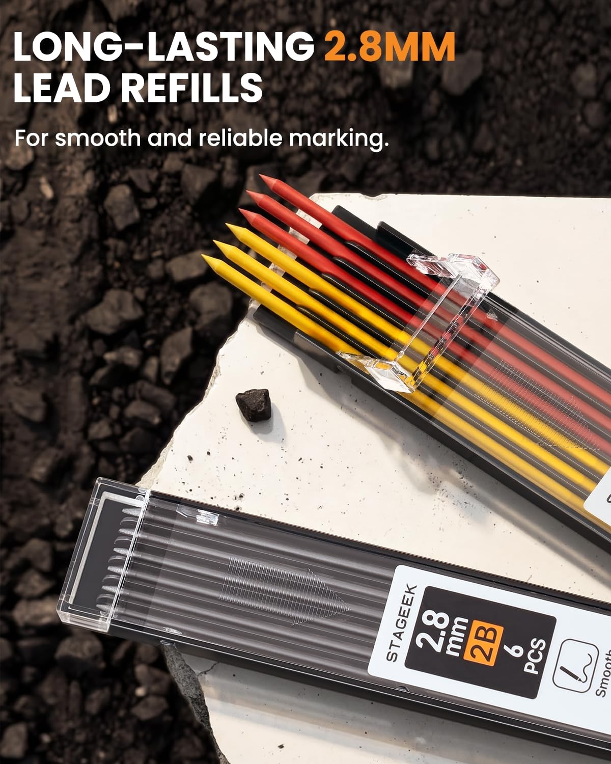36PCS Carpenter Pencil Refills, 2.8mm Lead Refills, Break Resistant for Mecha…