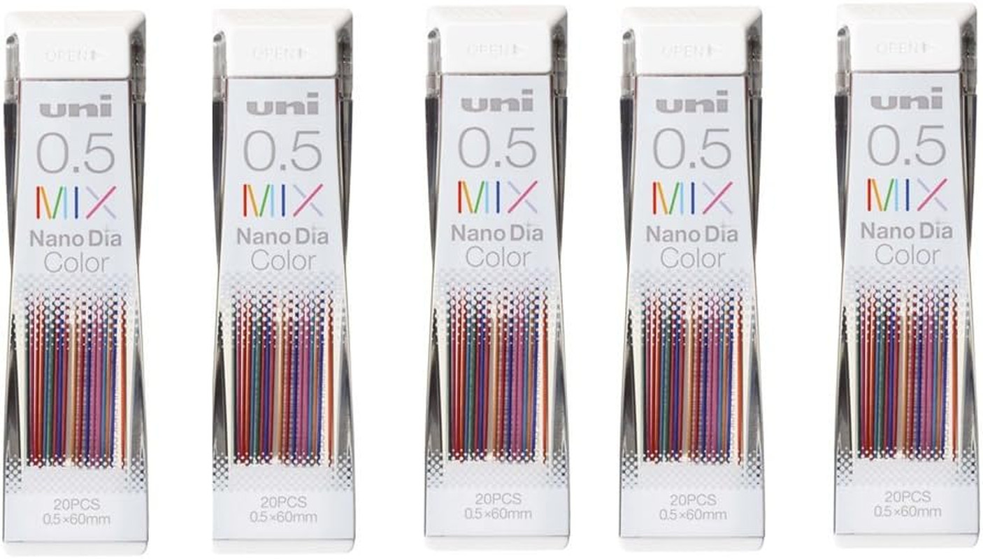 Nanodia Color Mechanical Pencil Leads 0.5Mm 7 Color MIX, 5 Pack/Total 100 Leads