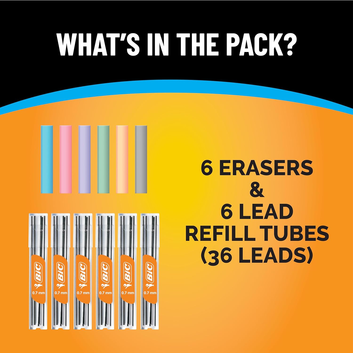 BIC Break Resistant Mechanical Pencils Shock Absorbing Jumbo Eraser 12 Pack