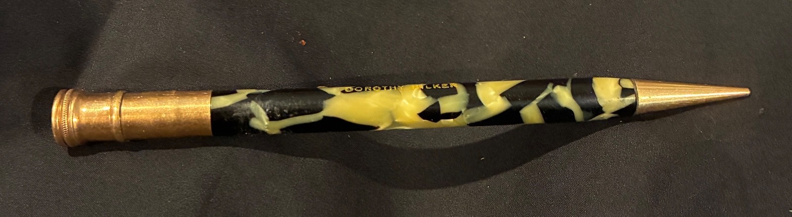 Vintage Redipoint Aristocrat Pearl & Black Mech Pencil Mex Hildago Cement Gold