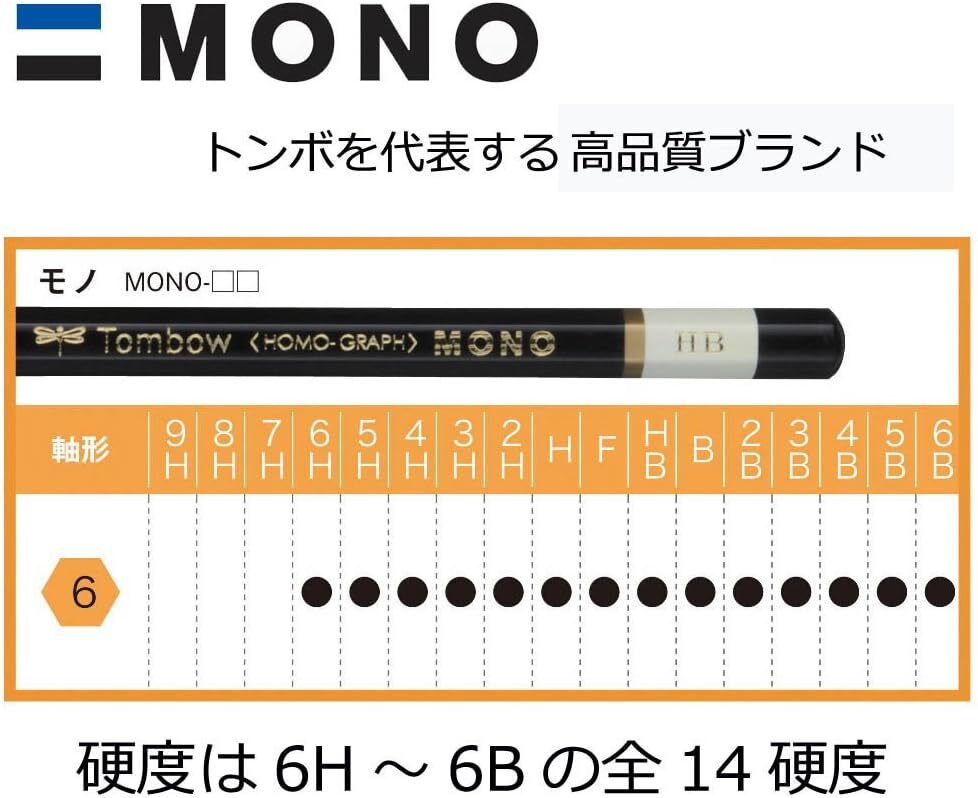 Tombow High Quality Pencil 3B MONO (High Standard Pencil with Ultrafine Par