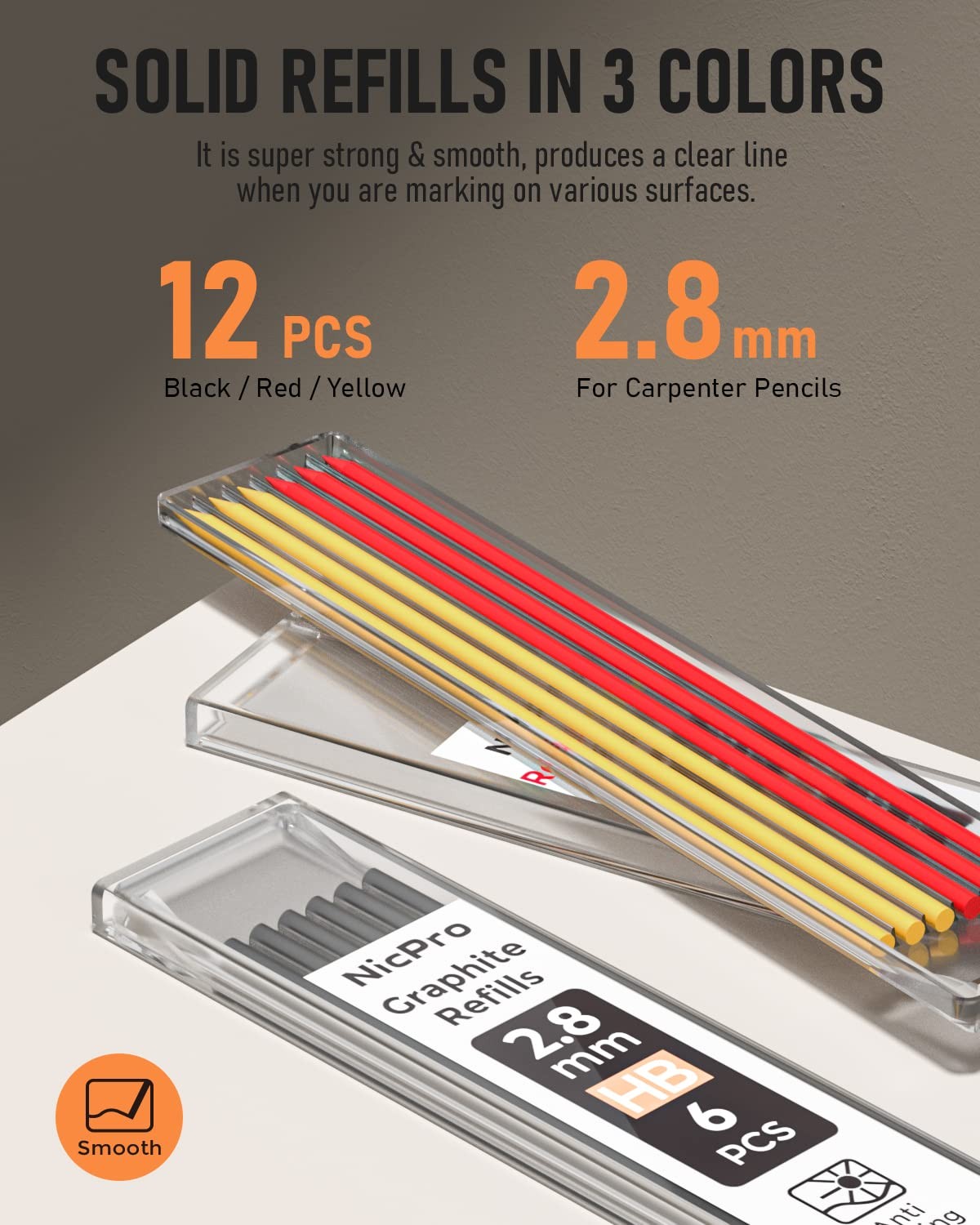 Nicpro 1 Pack Carpenter Pencil with Sharpener, 2.8 1 Count (Pack of 1), Red