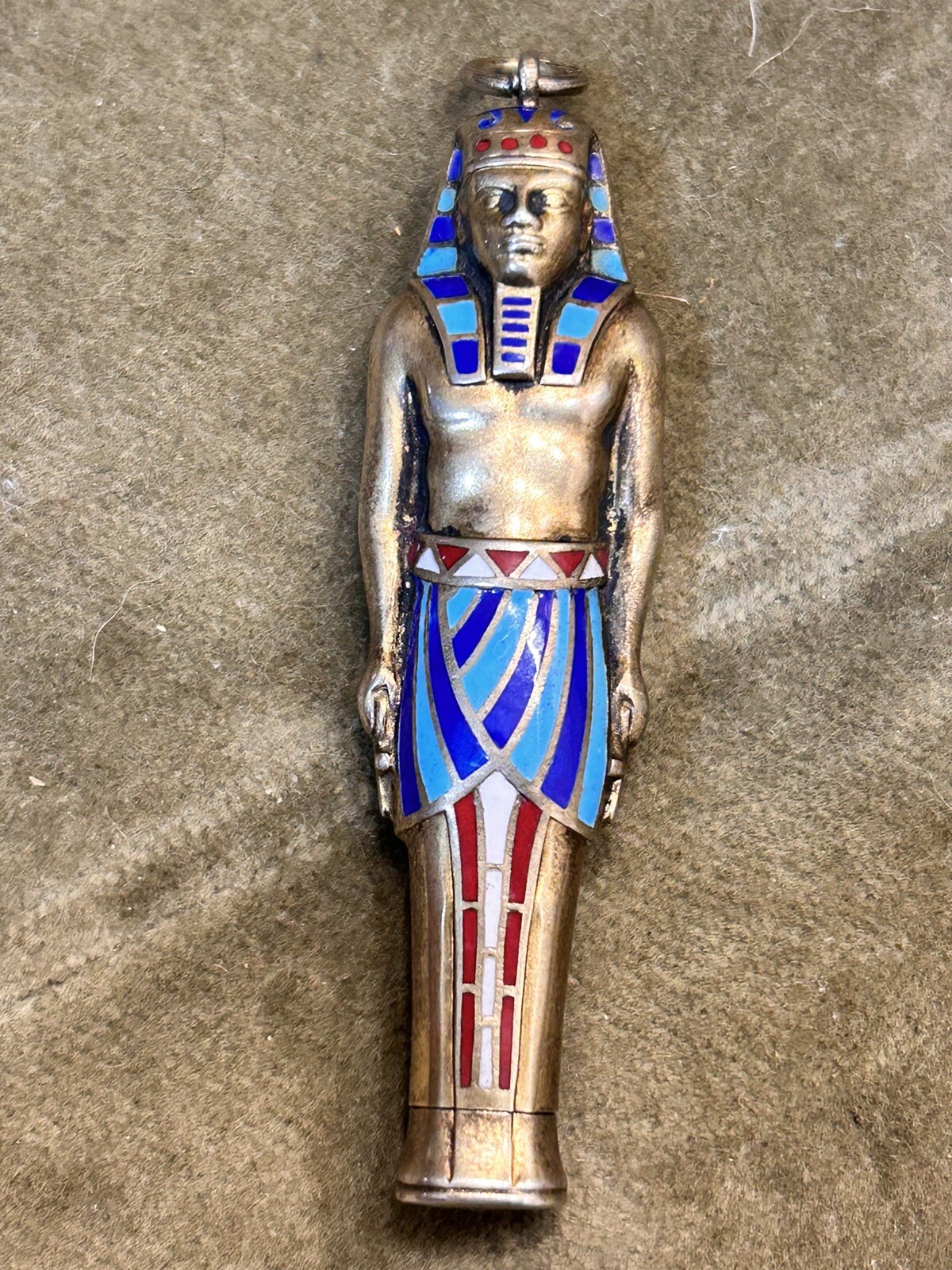 1920s British Egyptian Revival Sterling Enamel Retractable Pencil Brit Hallmarks