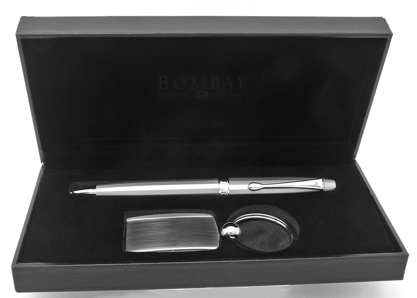 BOMBAY Mechanical Lead / Pencil Pen w/ Key Ring / polished chrome & matt finish
