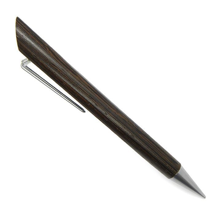 Wooden shaft mechanical pencil dark brown conical thick lead dark brown