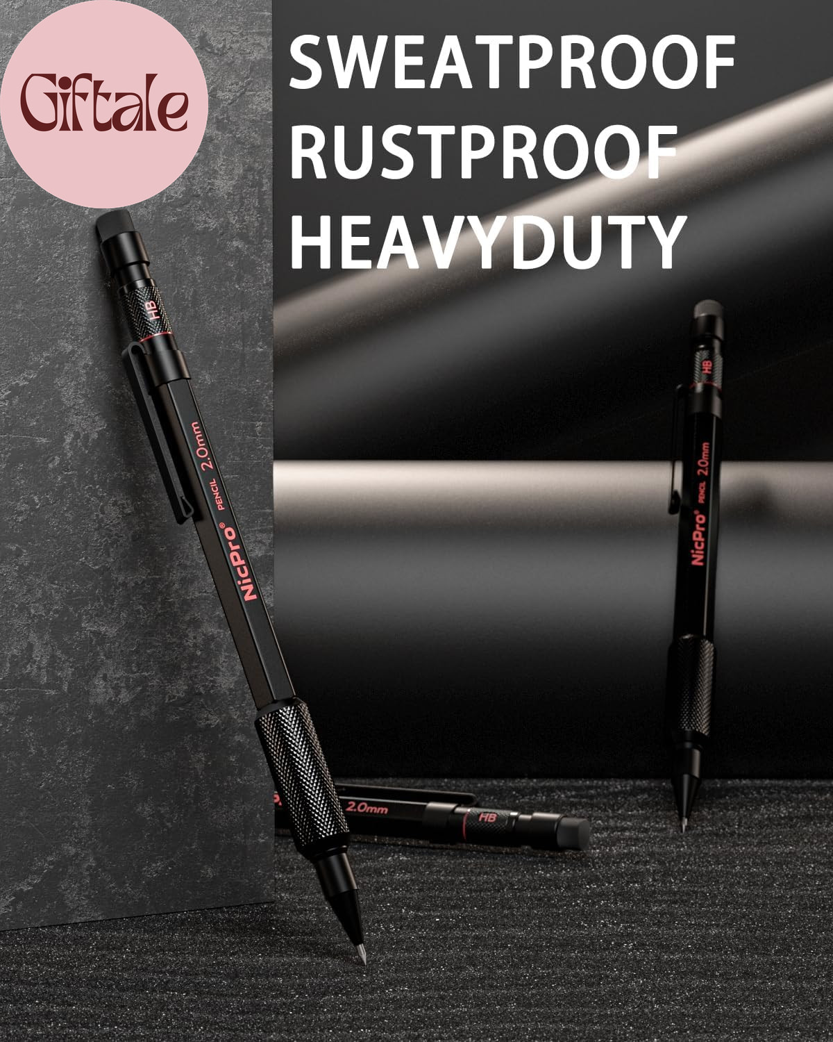 3 Pack 2Mm Mechanical Pencils Set with Case, 33 Graphite Lead Refills (4B 2B HB