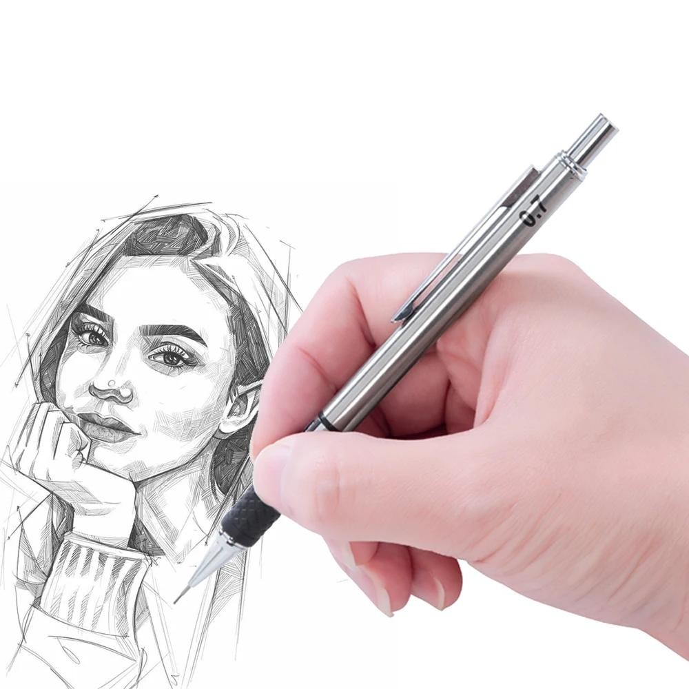 Automatic Metal Mechanical Pencil Set Drawing Multi Size Leads